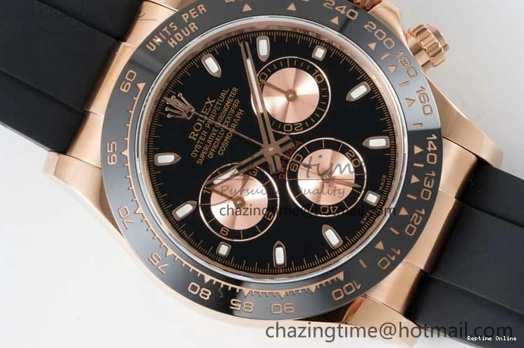 0517 Stretchable Daytona 116515 QF 1:1 Best Edition Black RG Dial on Oysterflex Rubber Strap SA 2273